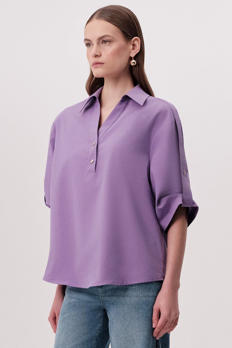 Kaylin Shoulder Epaulette Cotton Shirt, Alternate, color, Lilac