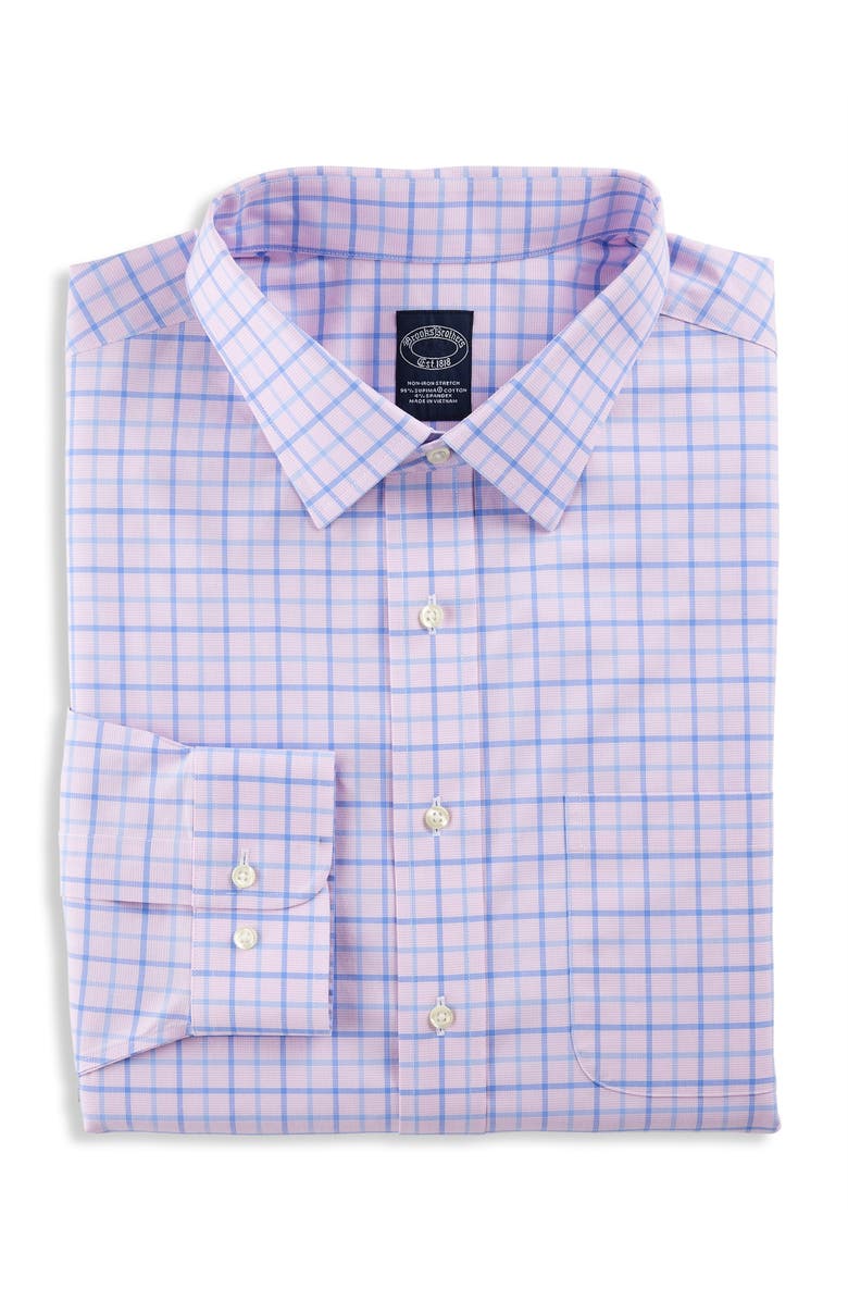 Brooks Brothers Big & Tall Non-Iron Check Dress Shirt, Main, color, 