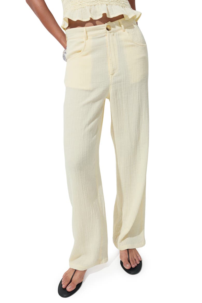 Texture Balloon Pants, Main, color, PASTEL YELLOW