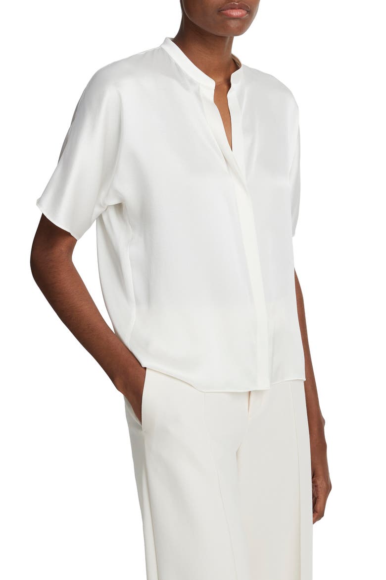 Dolman Sleeve Silk Button-Up Shirt, Alternate, color, OFF WHITE