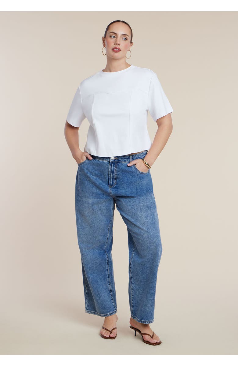 ELOQUII Bustier Seam Detail Tee, Alternate, color, Optic White
