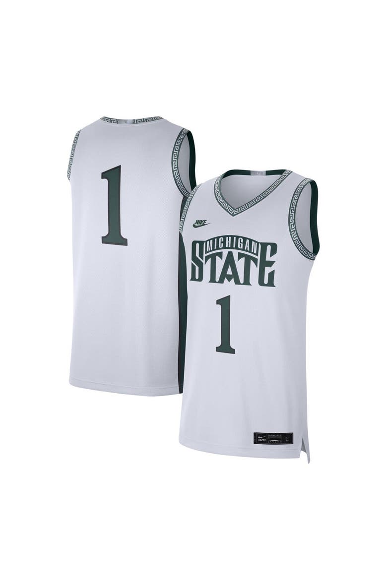 Men's Jordan Brand #1 White Michigan State Spartans Limited Authentic Jersey, Main, color, White