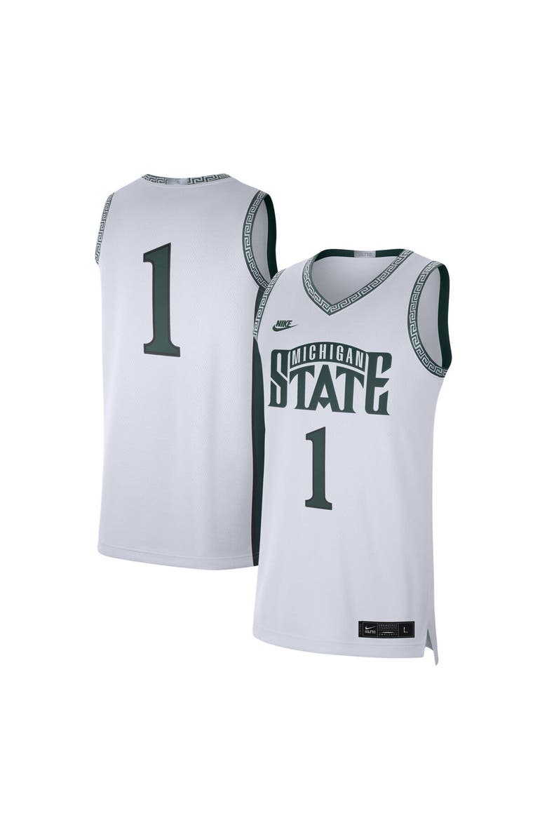 Nike Men's Jordan Brand #1 White Michigan State Spartans Limited Authentic Jersey, Main, color, White