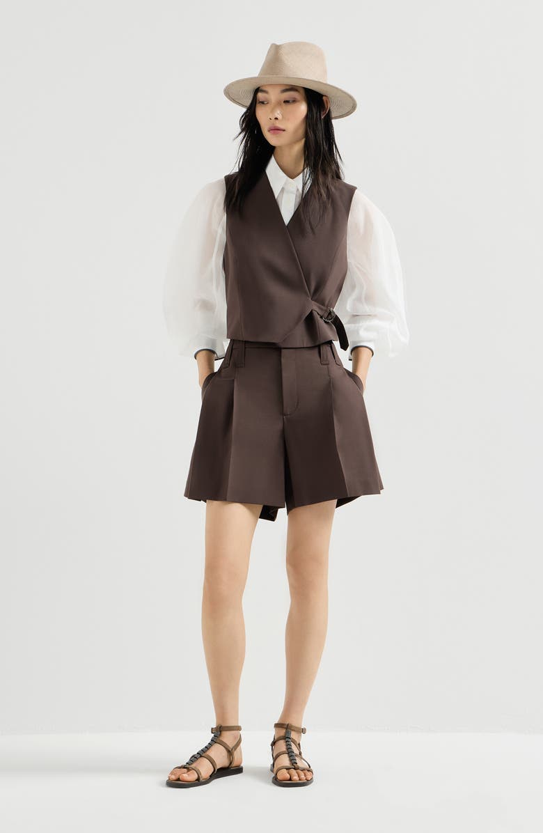 Brunello Cucinelli Formal shorts with monili, Alternate, color, Cocoa