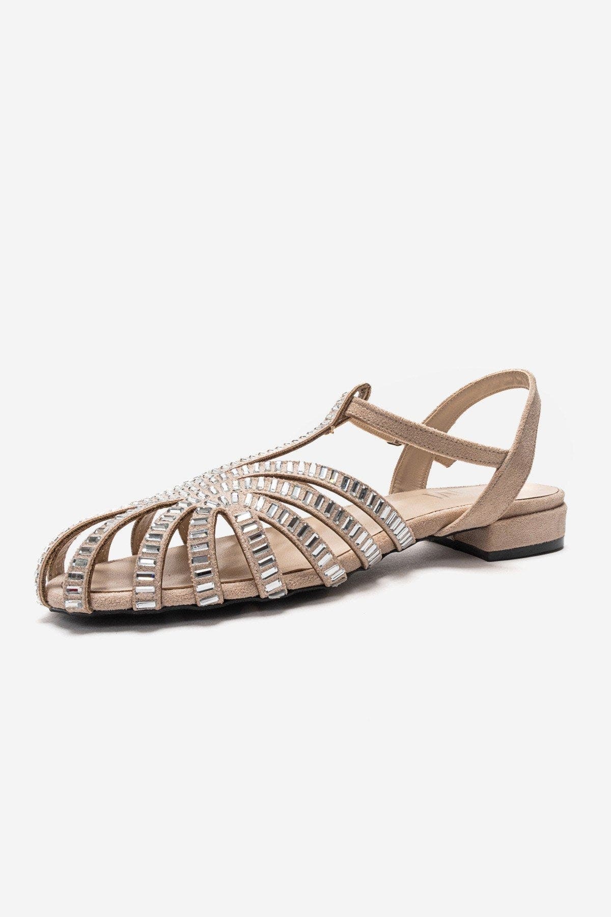Lavina Embellished Sandal, Alternate, color, Beige Suede