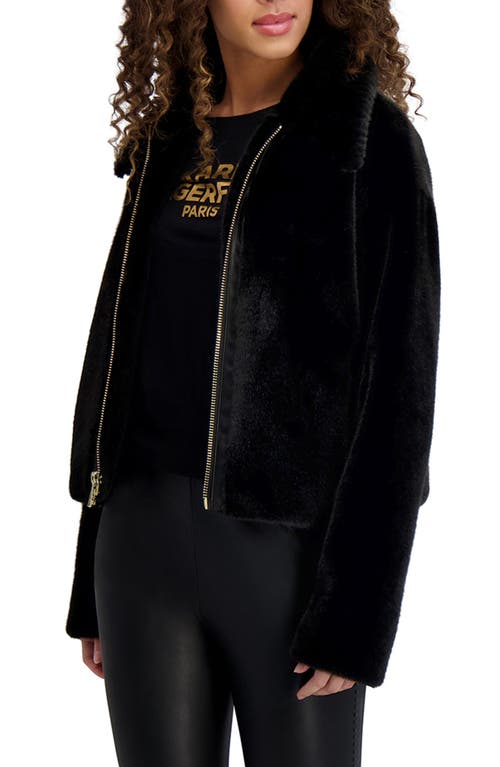 Karl Lagerfeld Paris Grooved Collar Zip Front In Black