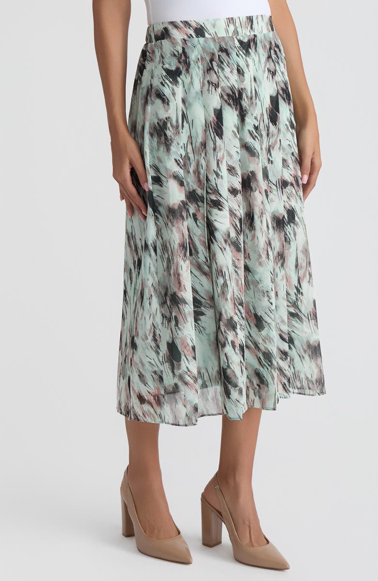 KASPER Abstract Print Pull-On Midi Skirt, Alternate, color, 