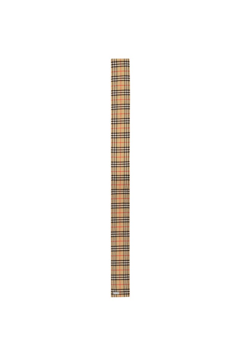 Narrow Reversible Check and Leather Scarf, Alternate, color, Archive beige
