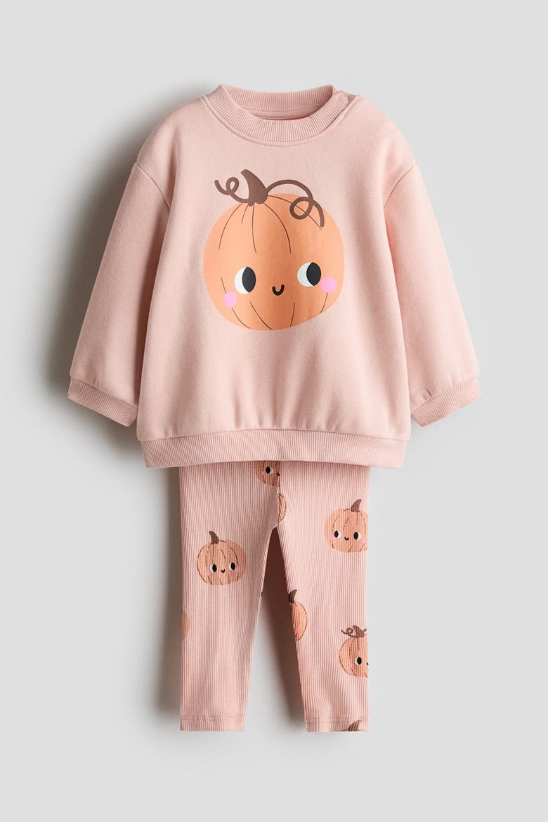 2-piece Sweatshirt And Leggings Set, Alternate, color, Light pink/floral