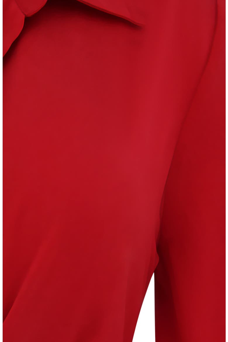 Laraine Plunge Neck Stretch Silk Crop Blouse, Alternate, color, RED ROSE