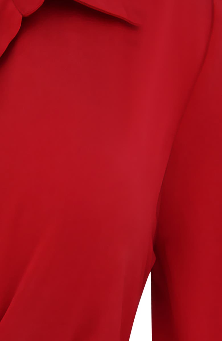 HOUSE OF CB Laraine Plunge Neck Stretch Silk Crop Blouse, Alternate, color, Red Rose