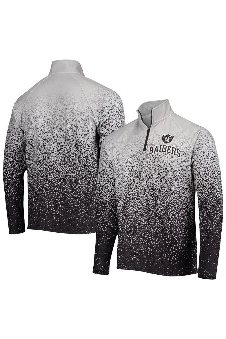 Men's FOCO Silver/Black Las Vegas Raiders Gradient Raglan Quarter-Zip Jacket, Main, color, Silver