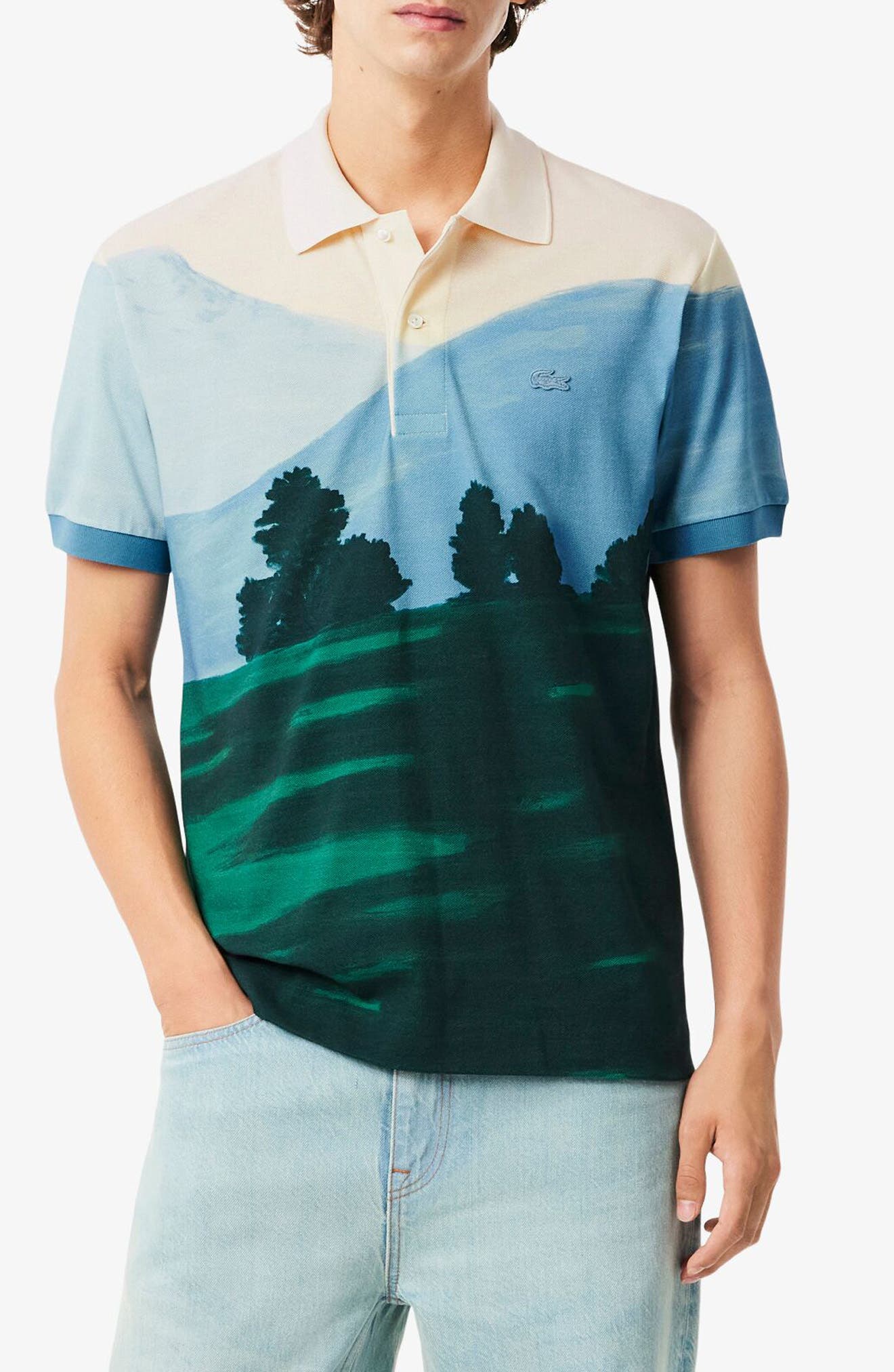 Mountain Print Pique Polo