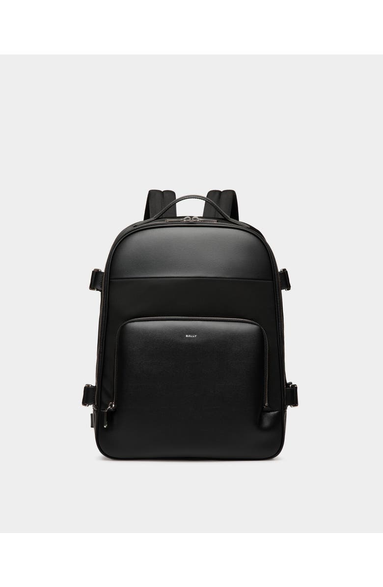 Bally Vogel Backpack In Nylon And Recycled Bovine Leather, Main, color, Black+Palladio