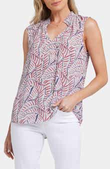 NYDJ Gemma Sleeveless Smocked Neck Top