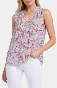 NYDJ Gemma Sleeveless Smocked Neck Top
