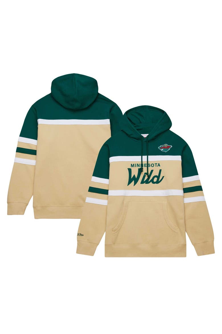 Men's Mitchell & Ness Cream/Green Minnesota Wild Head Coach Pullover Hoodie, Main, color, Cream