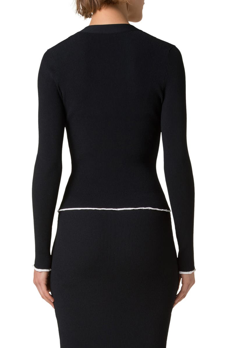 Akris punto V-Neck Rib Cardigan, Alternate, color, 