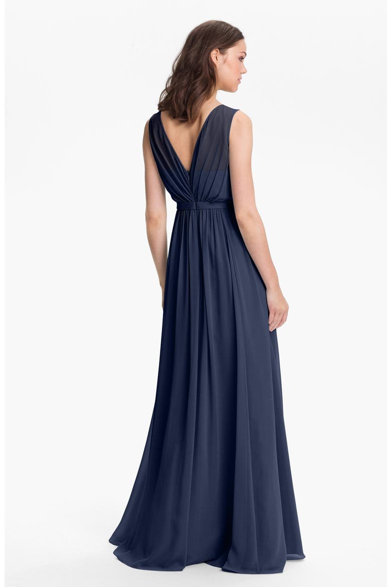 Vivienne Pleated Chiffon Gown, Alternate, color, NAVY