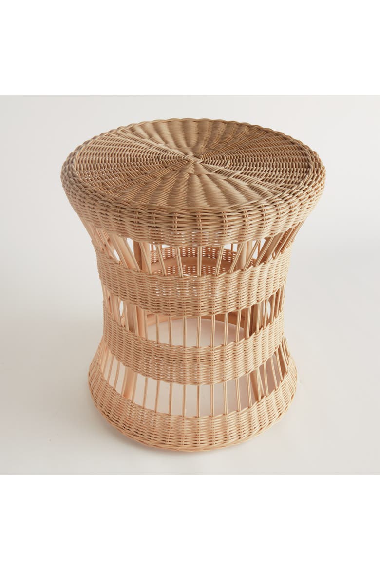 Ashton Natural Rattan Hourglass Shape Side Table 18" x 20", Alternate, color, Brown