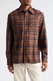 ISAIA Plaid Wool & Silk Tweed Overshirt