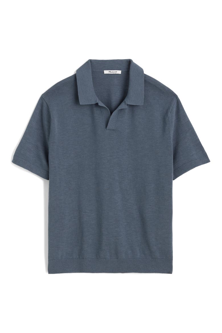 Johnny-Collar Cotton Slub Sweater Polo, Alternate, color, CHALKED MIDNIGHT