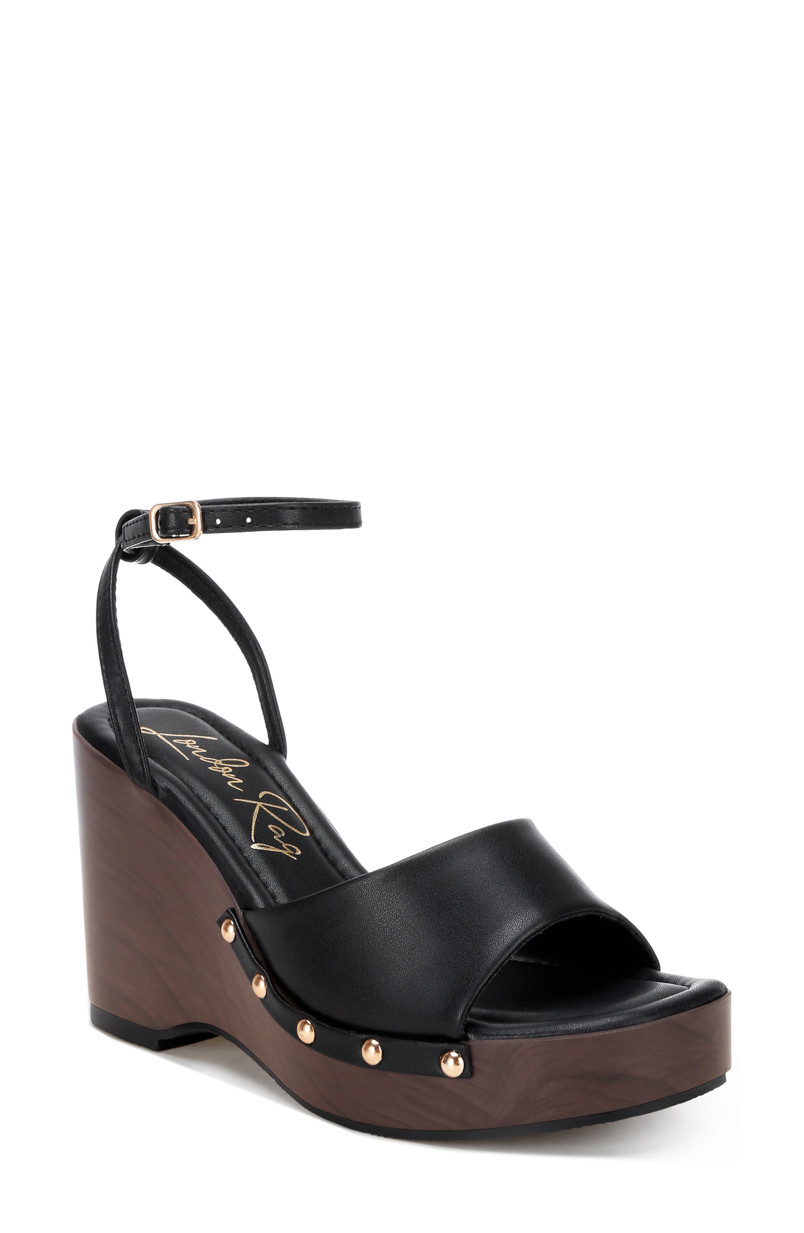 LONDON RAG Colada Ankle Strap Studded Wedge Sandal, Main, color, 