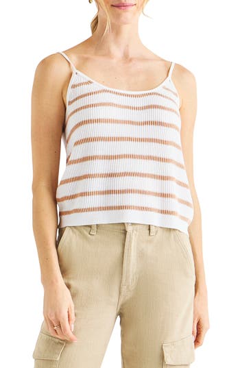 Splendid Luna Stripe Sweater Tank In Fawn/white