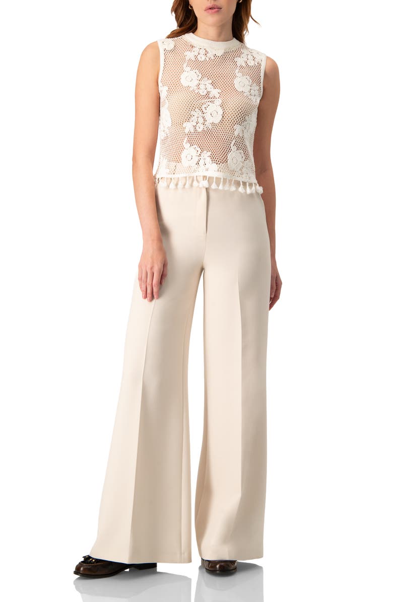 IVONNE Sleeveless Knitted Fringe Top, Alternate, color, Ivory