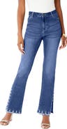 Roaman's Plus Size Invisible Stretch® Rhinestone Detail Split Flare Leg Jean