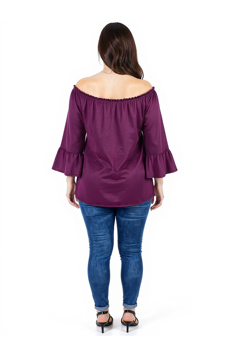 Bell Sleeve Loose Fit Maternity Tunic Top, Alternate, color, Plum