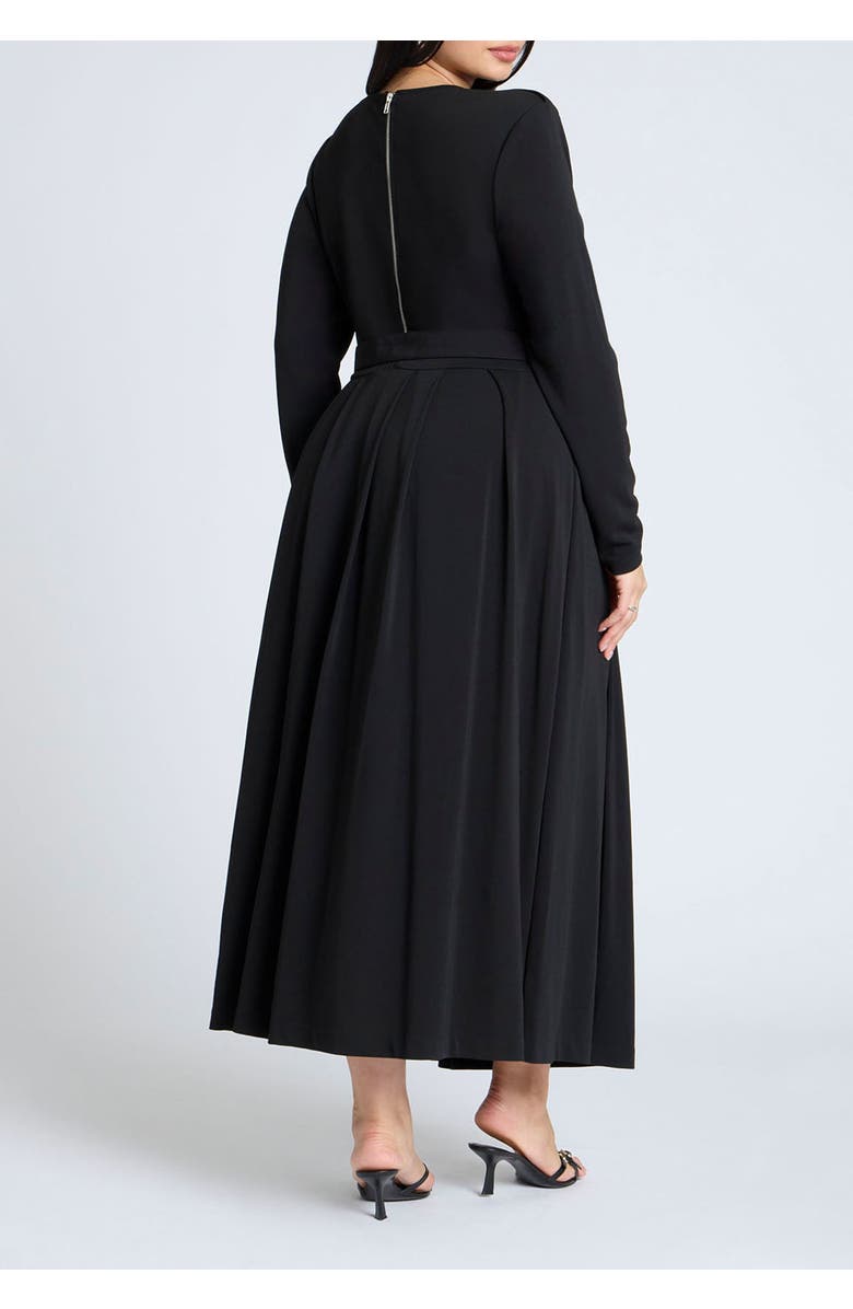 ELOQUII Eupalette Dress With Pleats, Alternate, color, Black Onyx