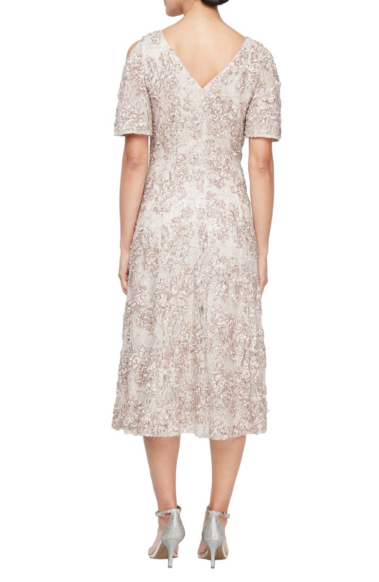 Alex Evenings Sequin Soutache Cocktail Dress, Alternate, color, Buff