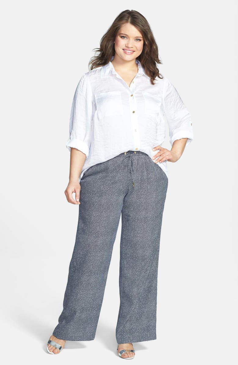 MICHAEL Michael Kors Roll Sleeve Hammered Satin Shirt, Alternate, color, 