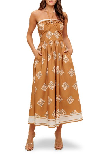 Flying Tomato Halter Neck Midi Dress In Multi