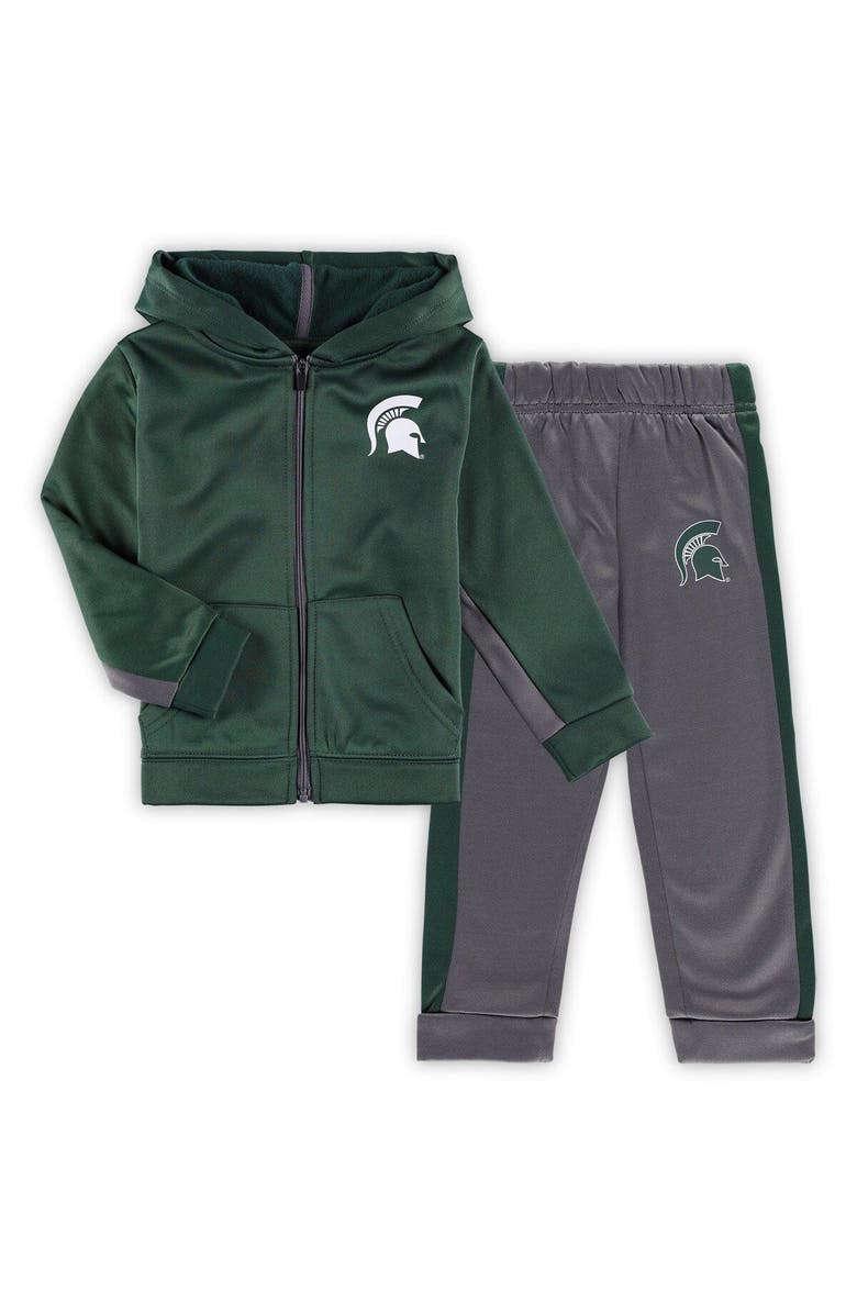 COLOSSEUM Toddler Colosseum Green/Gray Michigan State Spartans Shark Full-Zip Hoodie Jacket & Pants Set, Main, color, 