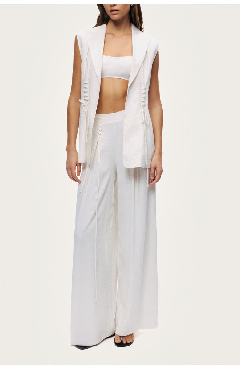 Nocturne Lace Up Wide Leg Pants, Alternate, color, Ivory