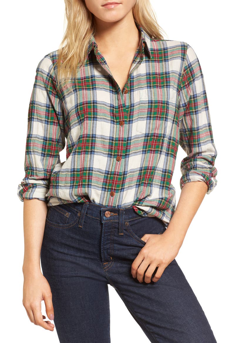 Buffalo Plaid Boy Shirt, Main, color, PALE OAK OCEAN GREEN