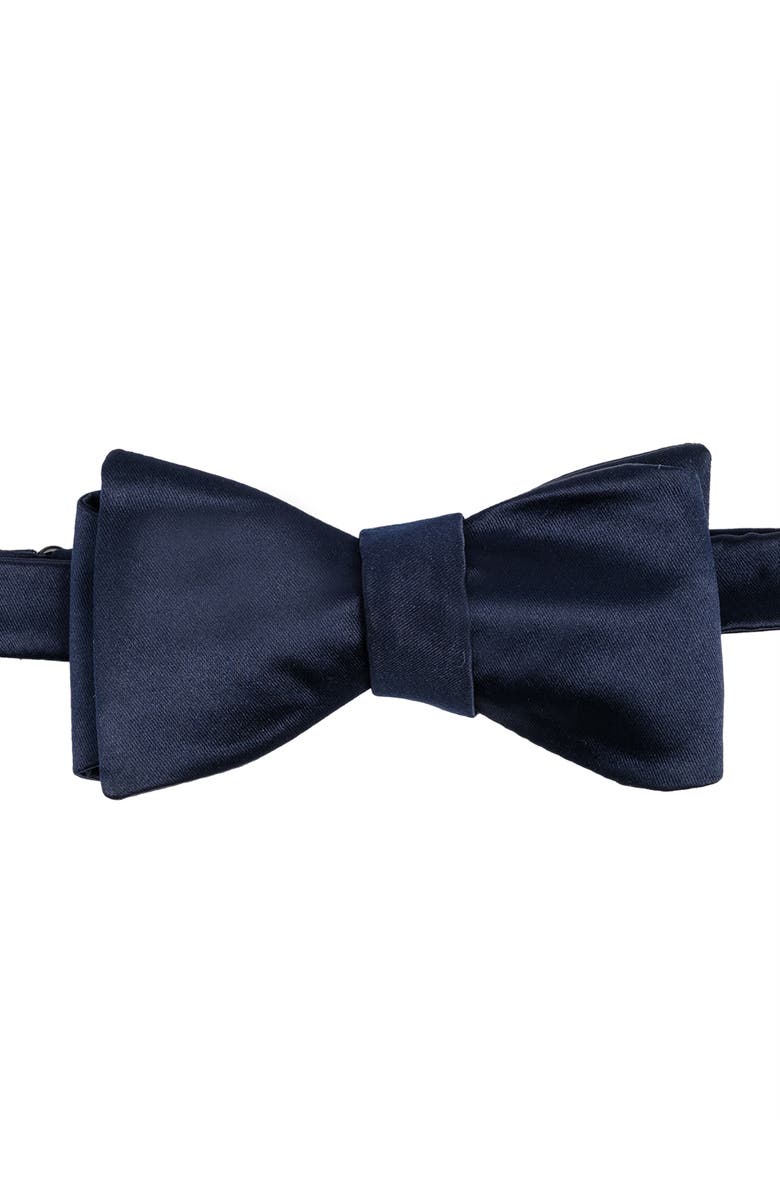 Brooklyn Brigade Men's Solid Satin Bow Tie, Main, color, Navy
