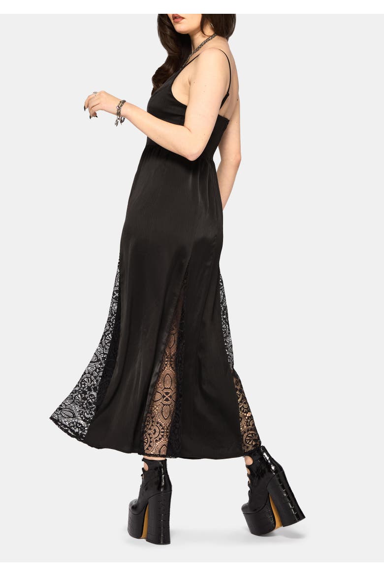 Nite Lace Godet Cami Maxi Dress, Alternate, color, Black