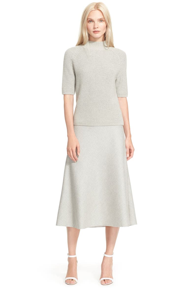 'Jodi' Cotton & Cashmere Short Sleeve Sweater, Alternate, color, COOL HEATHER
