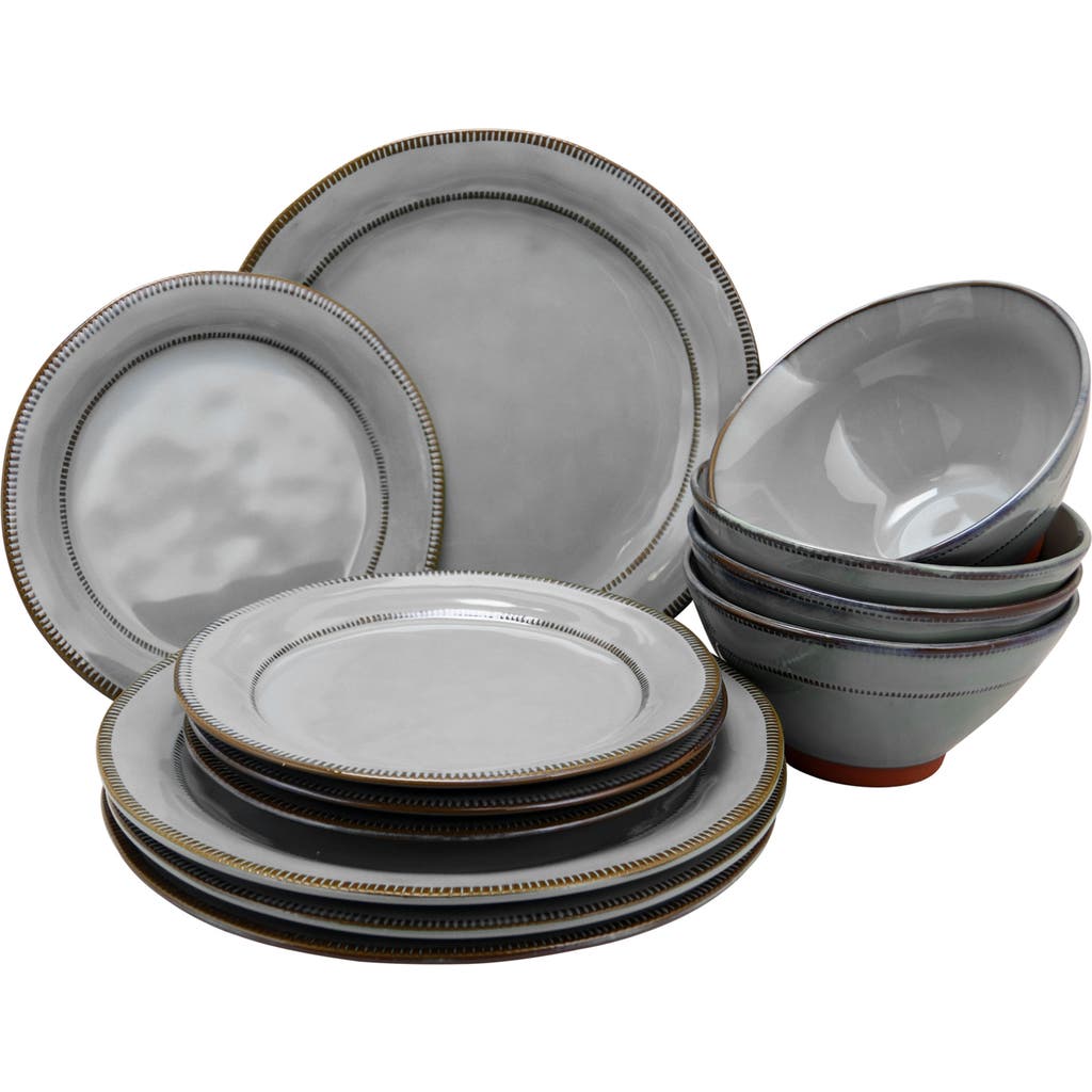 Gibson Elite Terranea 12 Piece Dinnerware Set In Gray