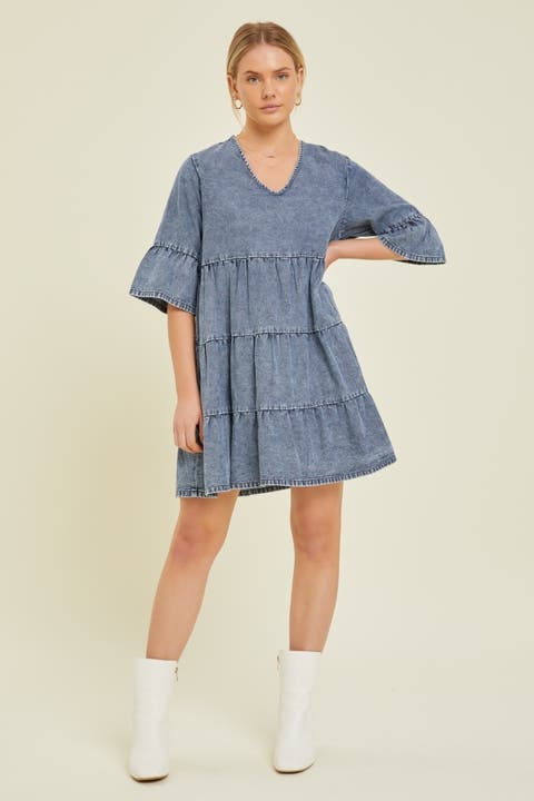 Vintage Wash Tiered Dress