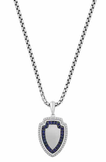 Sterling Silver Diamond and Sapphire Pendant Necklace