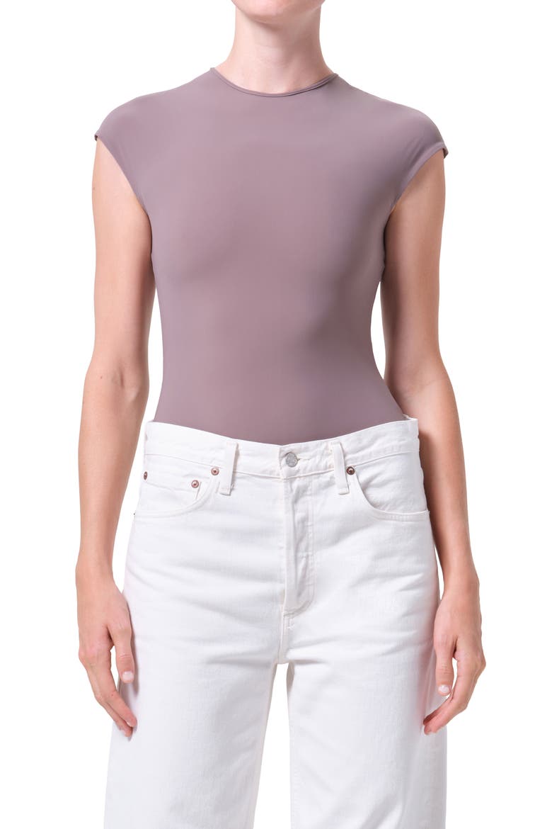 Agata Cap Sleeve Bodysuit, Main, color, TAUPE DARK SAN