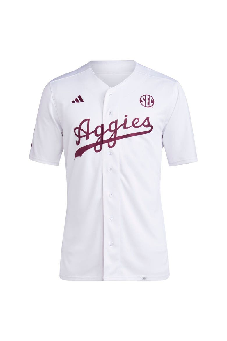 Men's adidas White Texas A&M Aggies Team Baseball Jersey, Alternate, color, White