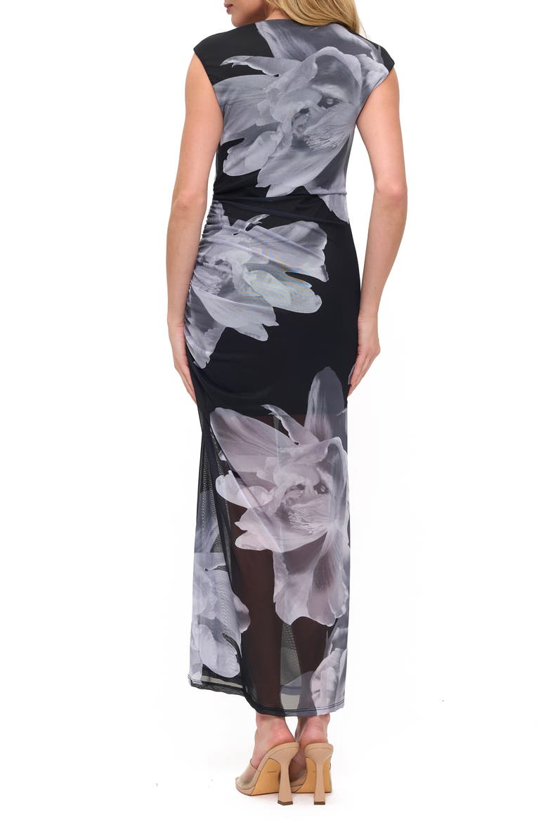 Ruched Sleeveless Maxi Dress, Alternate, color, BLACK/ GREY