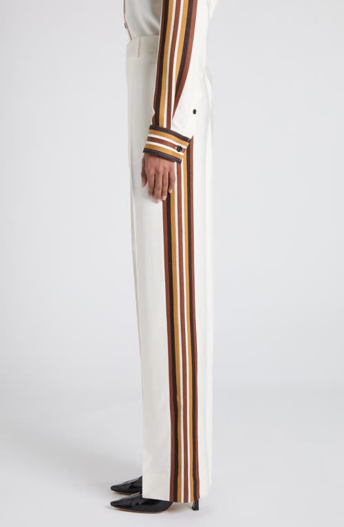 Bottega Veneta Sport Stripe Straight Leg Trousers In White