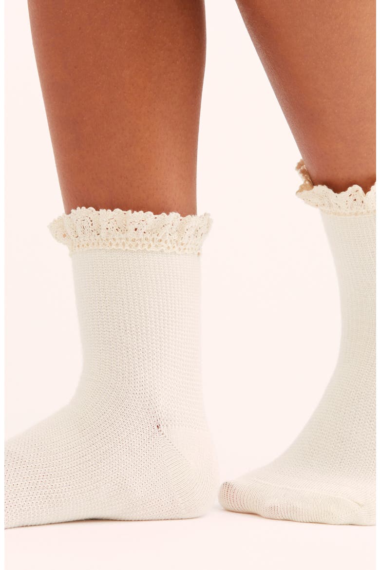 Beloved Waffle Knit Ankle Socks, Alternate, color, IVORY