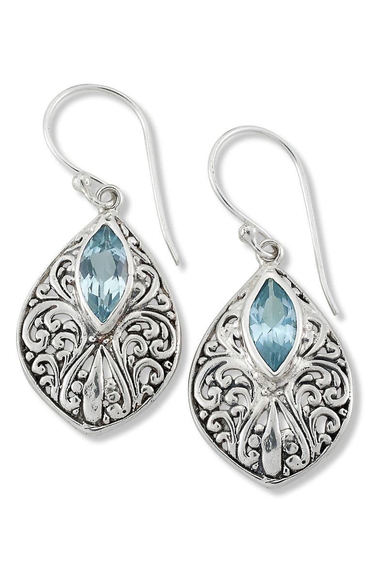 SAMUEL B. Sterling Silver Blue Topaz Drop Earrings, Main, color, Blue